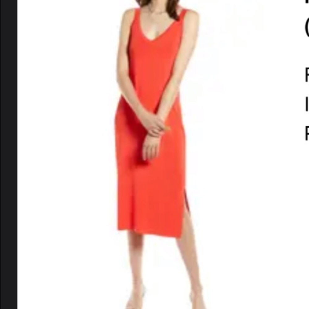 Halogen Ribbed Tank Dress Hibiscus Size Medium